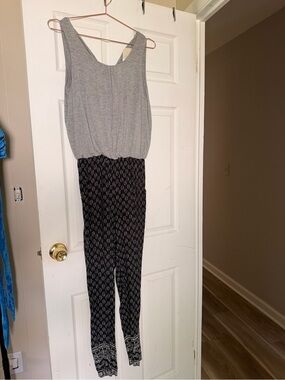 Anthropologie Hei Hei Sleeveless Grey & Black Patterned Jumpsuit